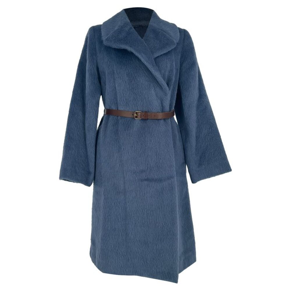 Marc Jacobs Belted Coat in Blue Baby Llama